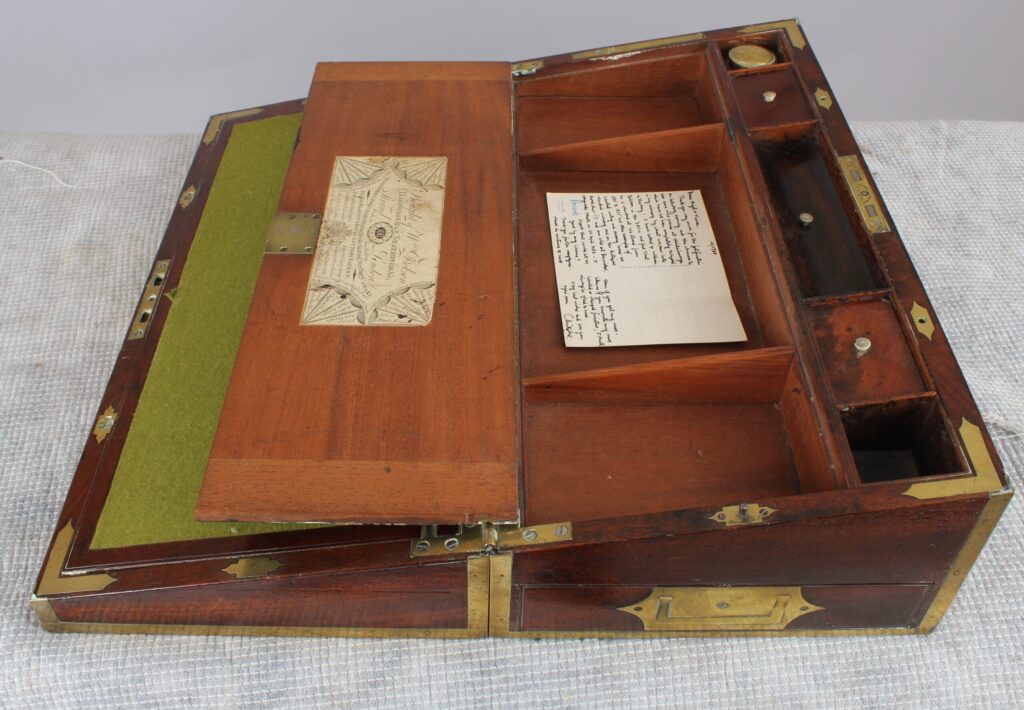 Mahogany brass-bound writing box