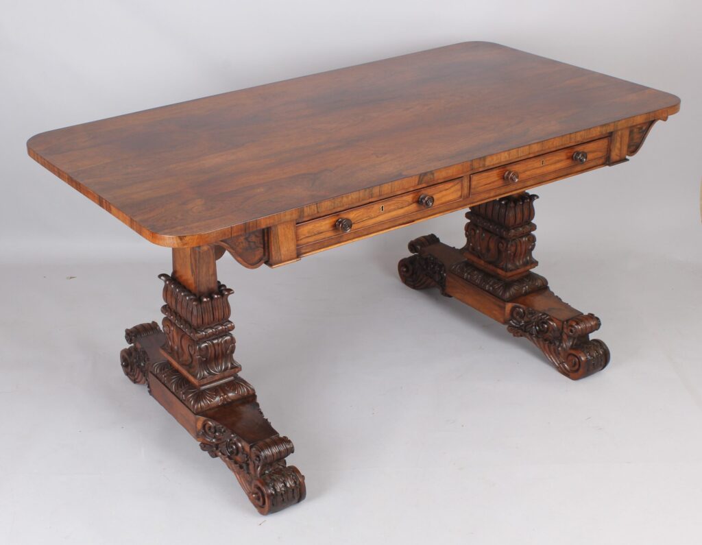 A fine rosewood library table of very high quality and, possibly, by Gillows