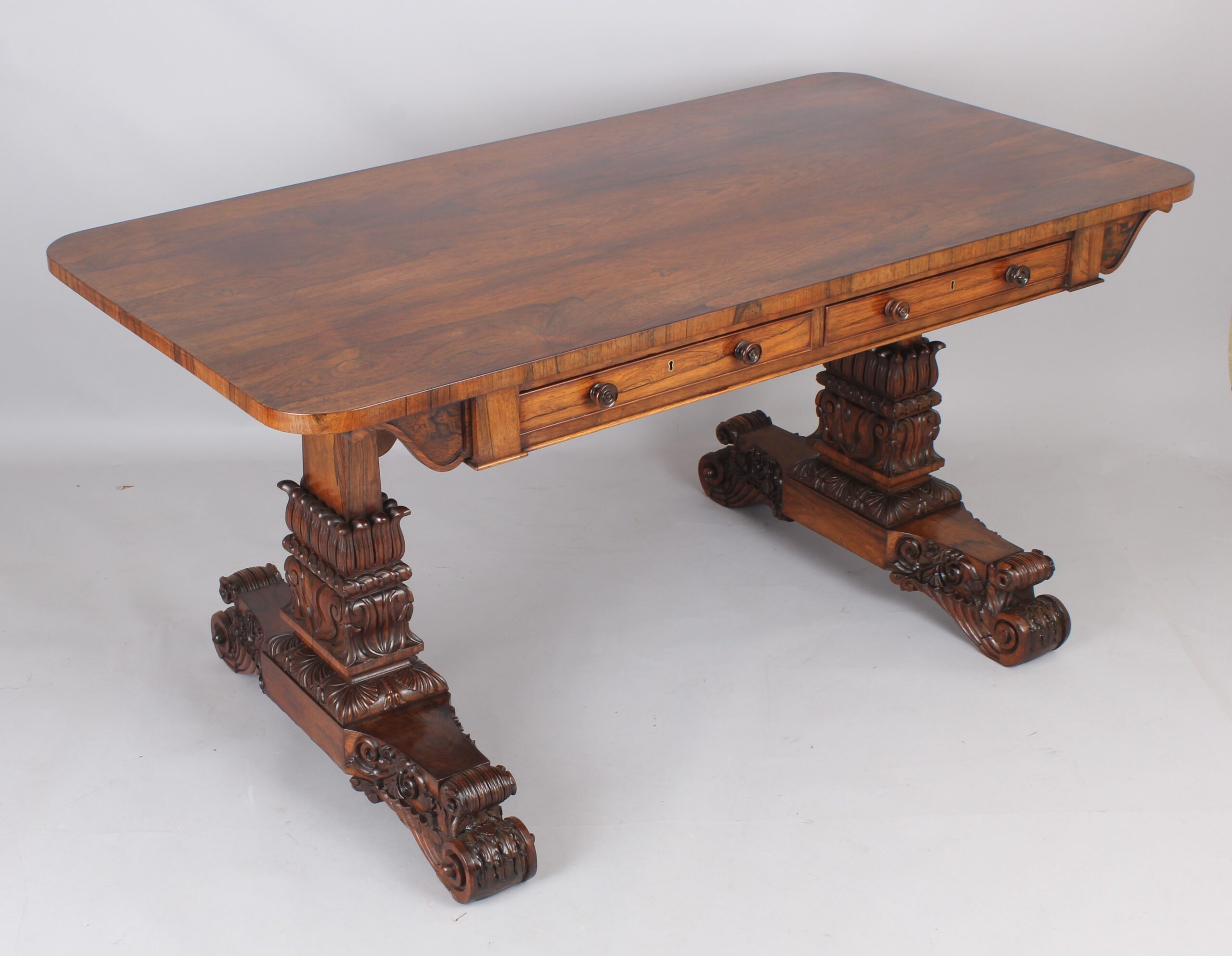 A fine rosewood library table of very high quality and, possibly, by Gillows