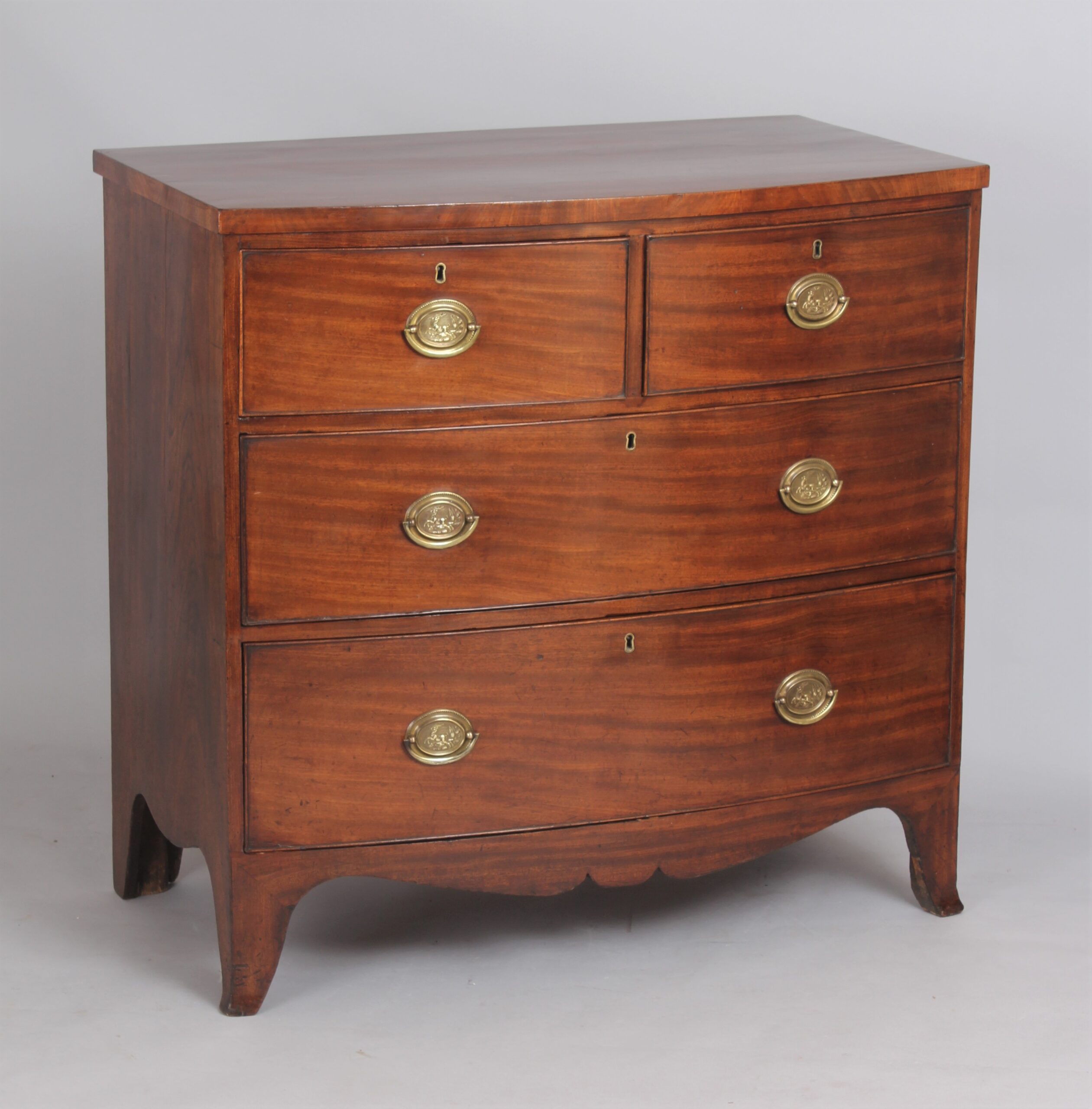 George IV period mahogany small bow-fronted chest of drawers