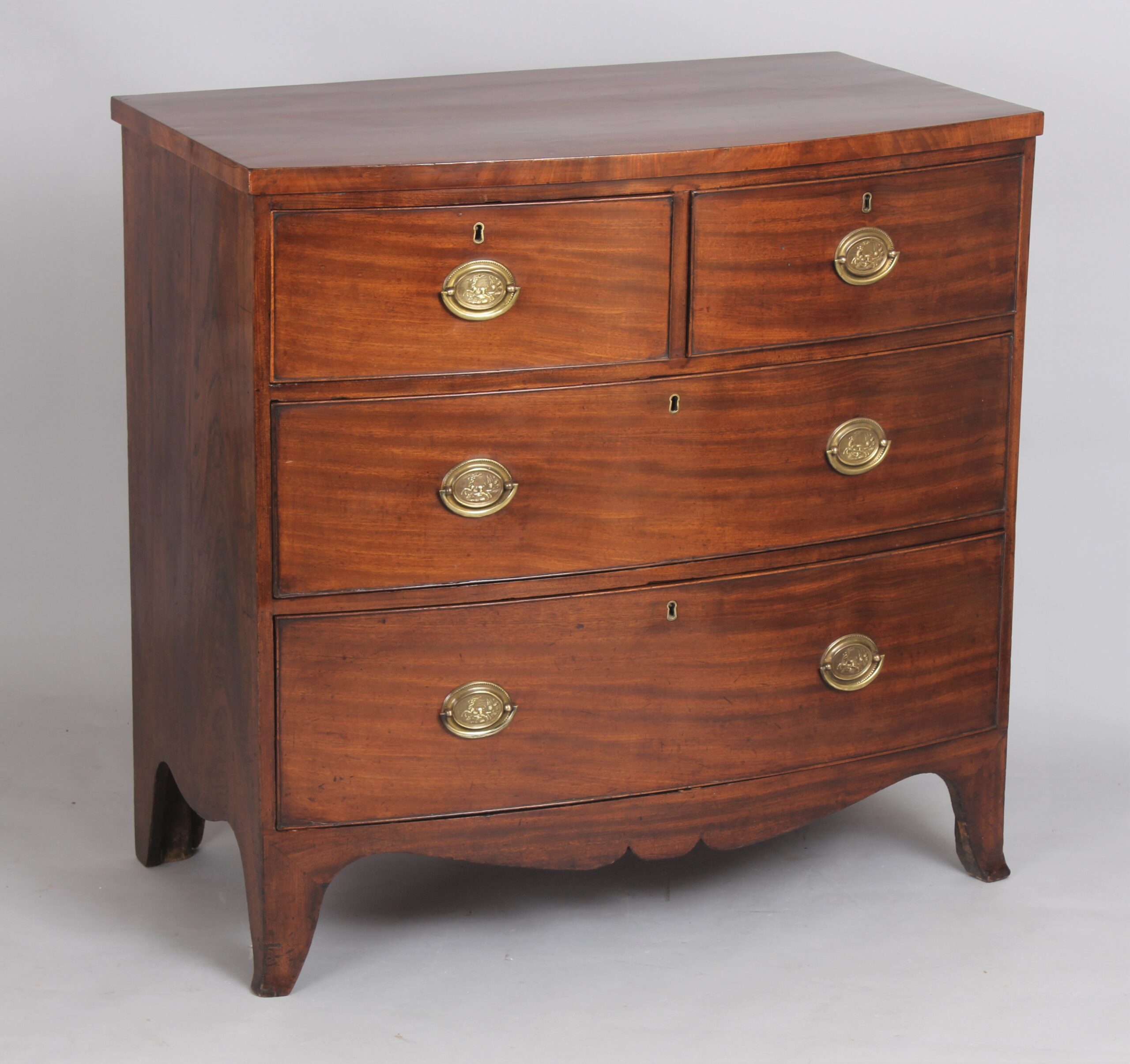 George IV period mahogany small bow-fronted chest of drawers