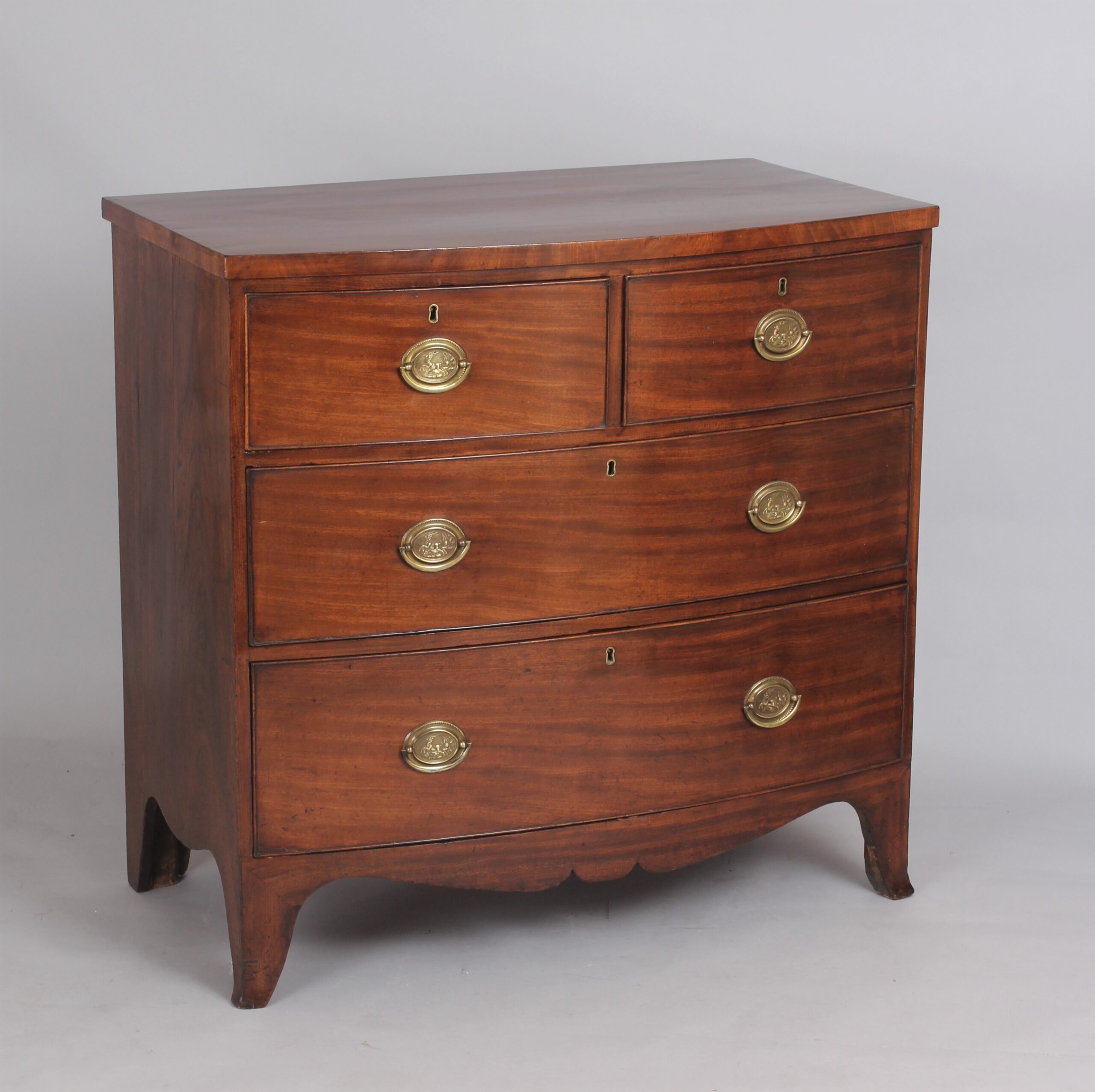 George IV period mahogany small bow-fronted chest of drawers