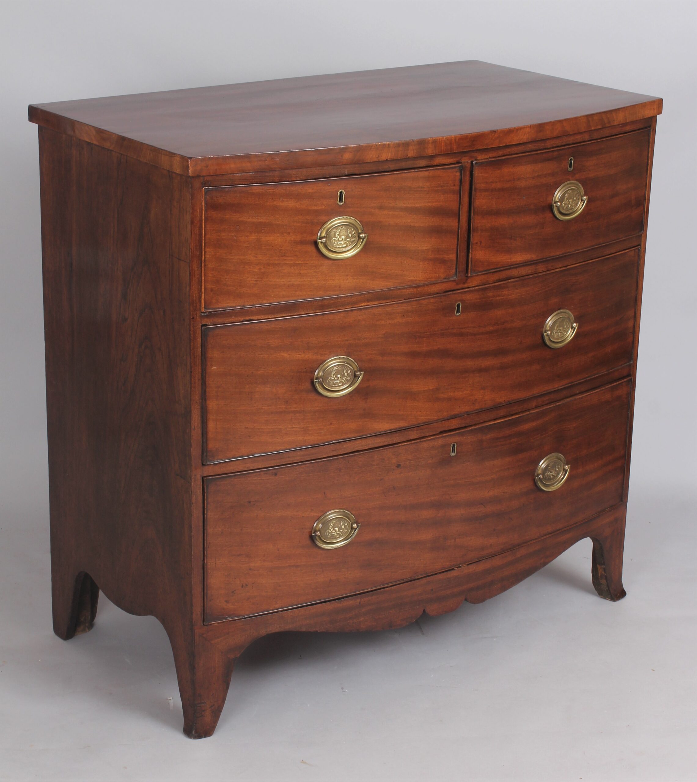 George IV period mahogany small bow-fronted chest of drawers
