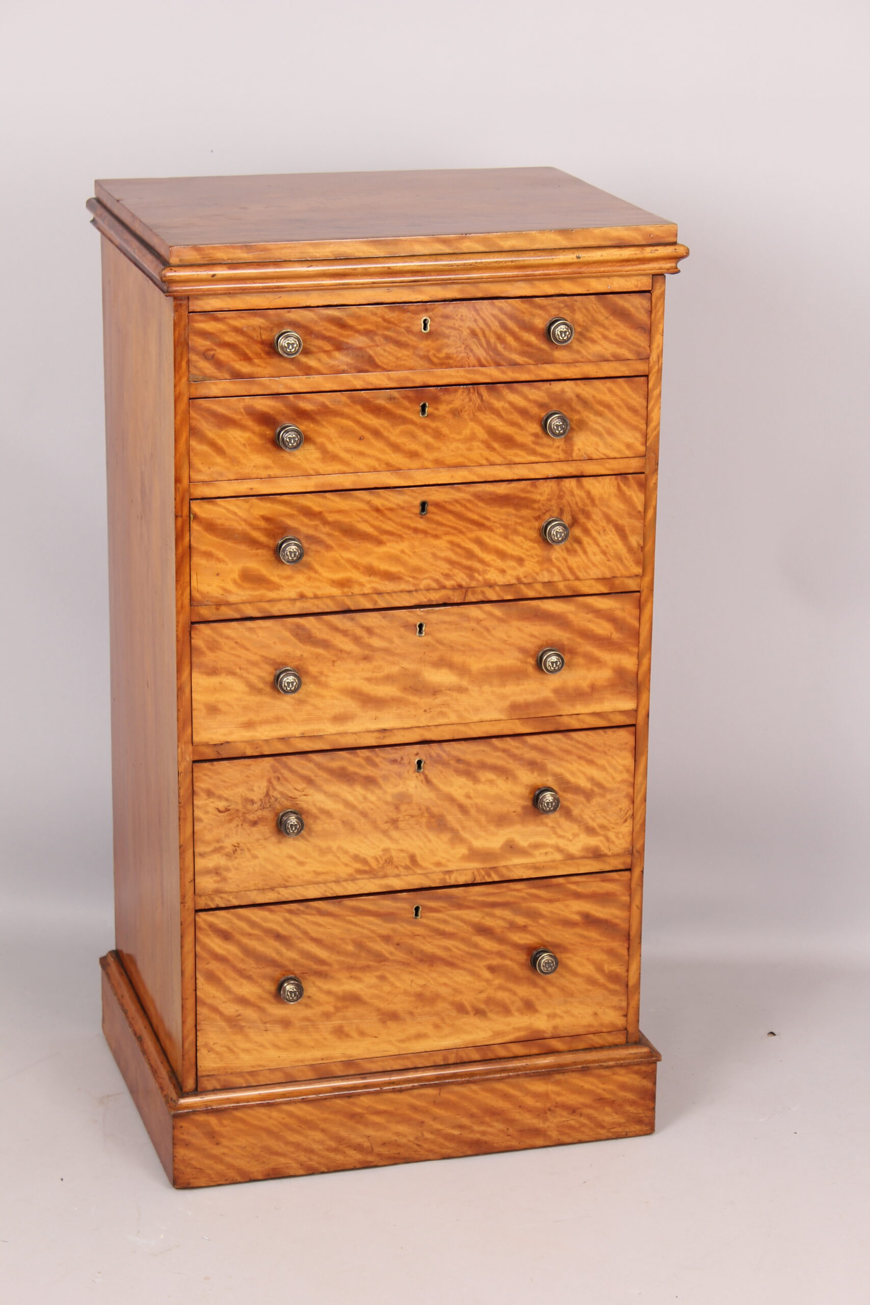 Satin birch chest of six graduated drawers