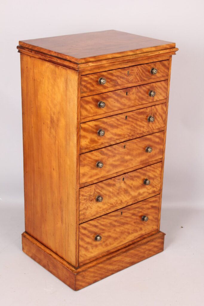 Satin birch chest of six graduated drawers