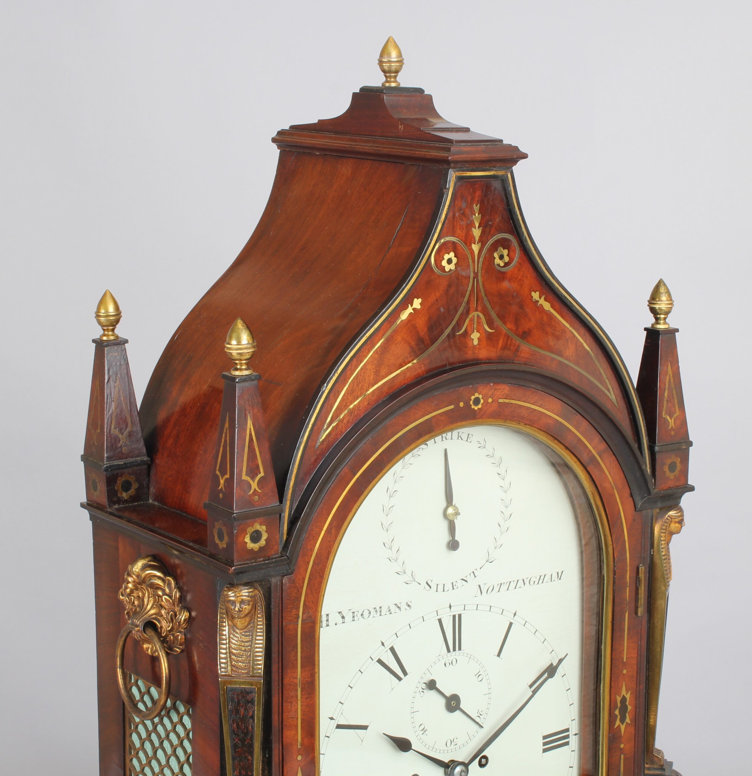 William IV mahogany Gothic-topped bracket clock by H Yeomans, Nottingham