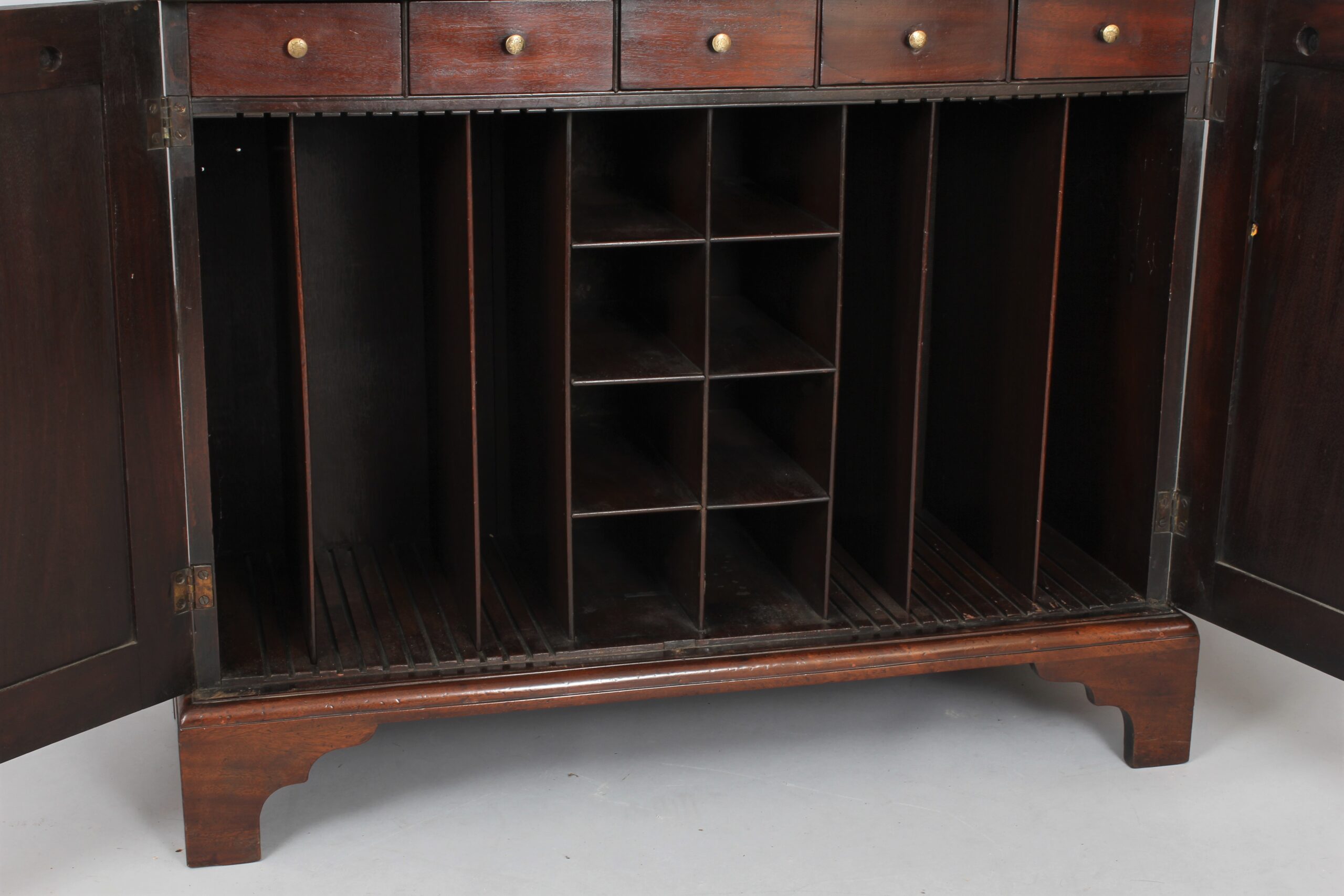 George II ‘red walnut’ cupboard based bookcase