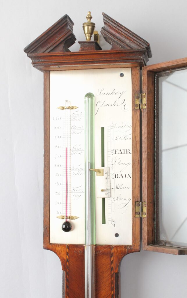 George III period mahogany stick barometer by Sankey