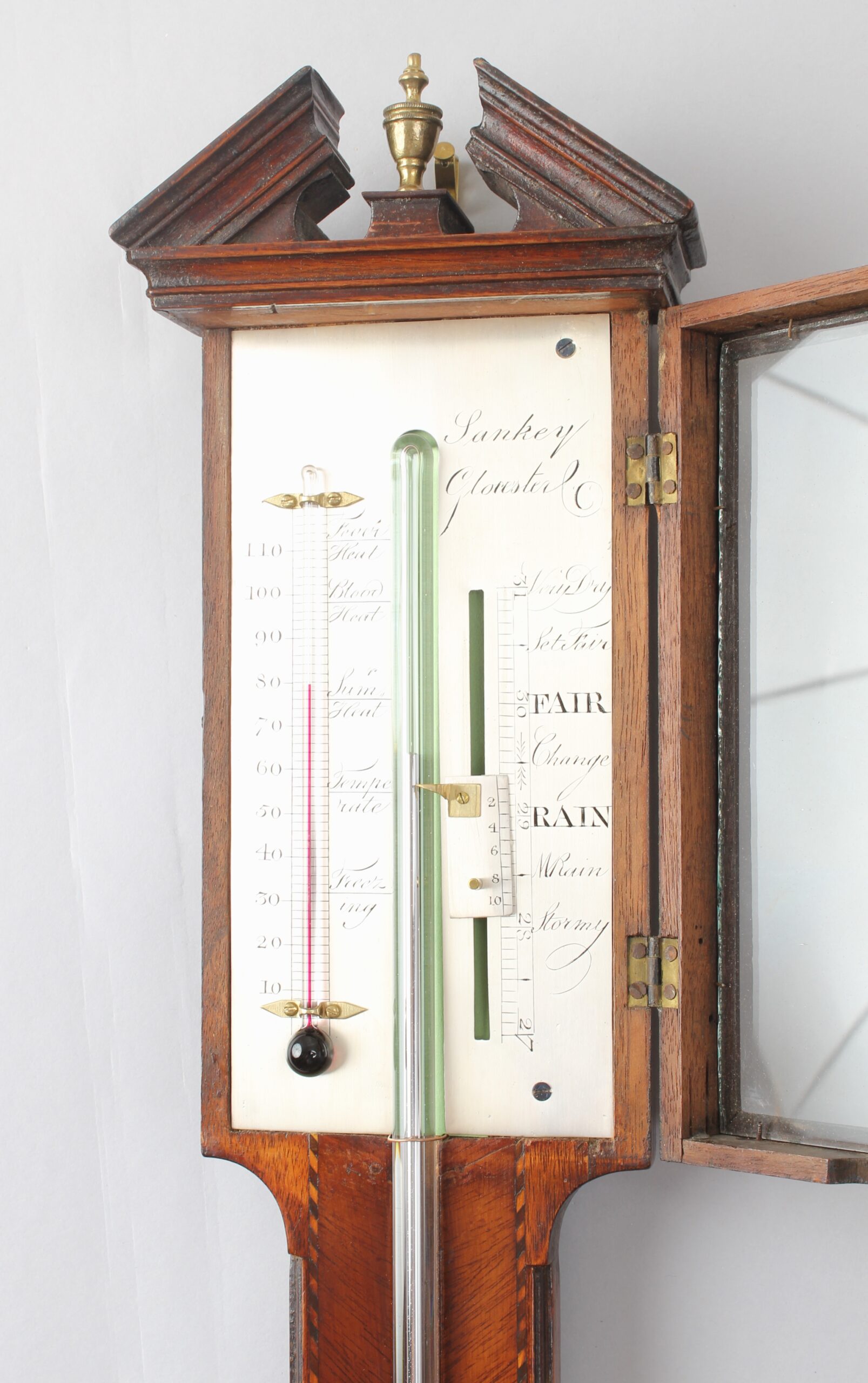 George III period mahogany stick barometer by Sankey