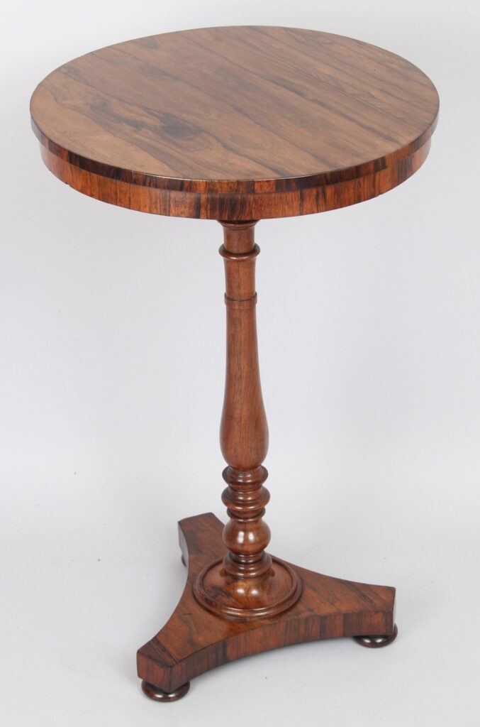Fine rosewood circular occasional lamp table