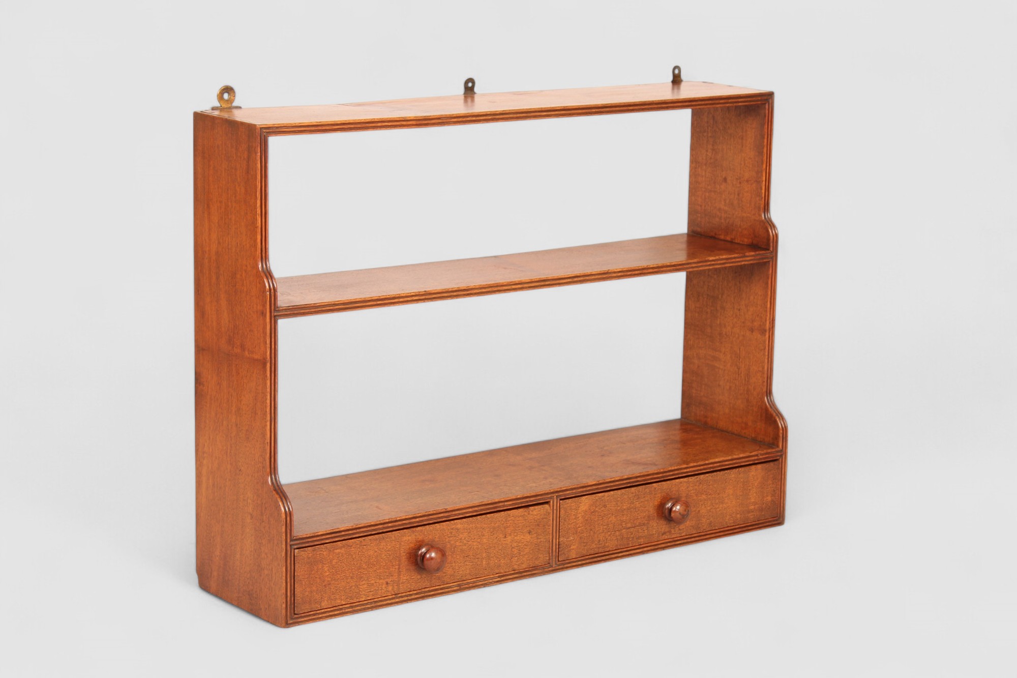 Mahogany graduated hanging wall shelves