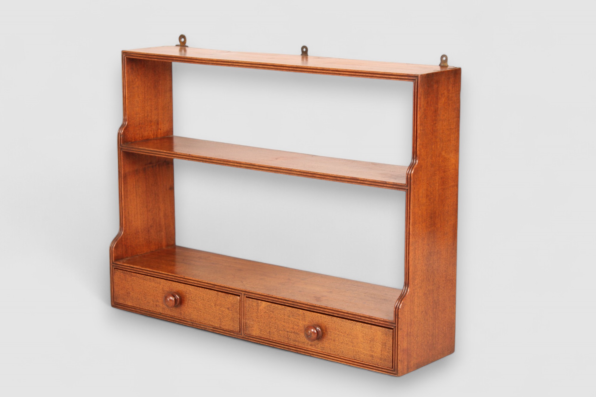 Mahogany graduated hanging wall shelves