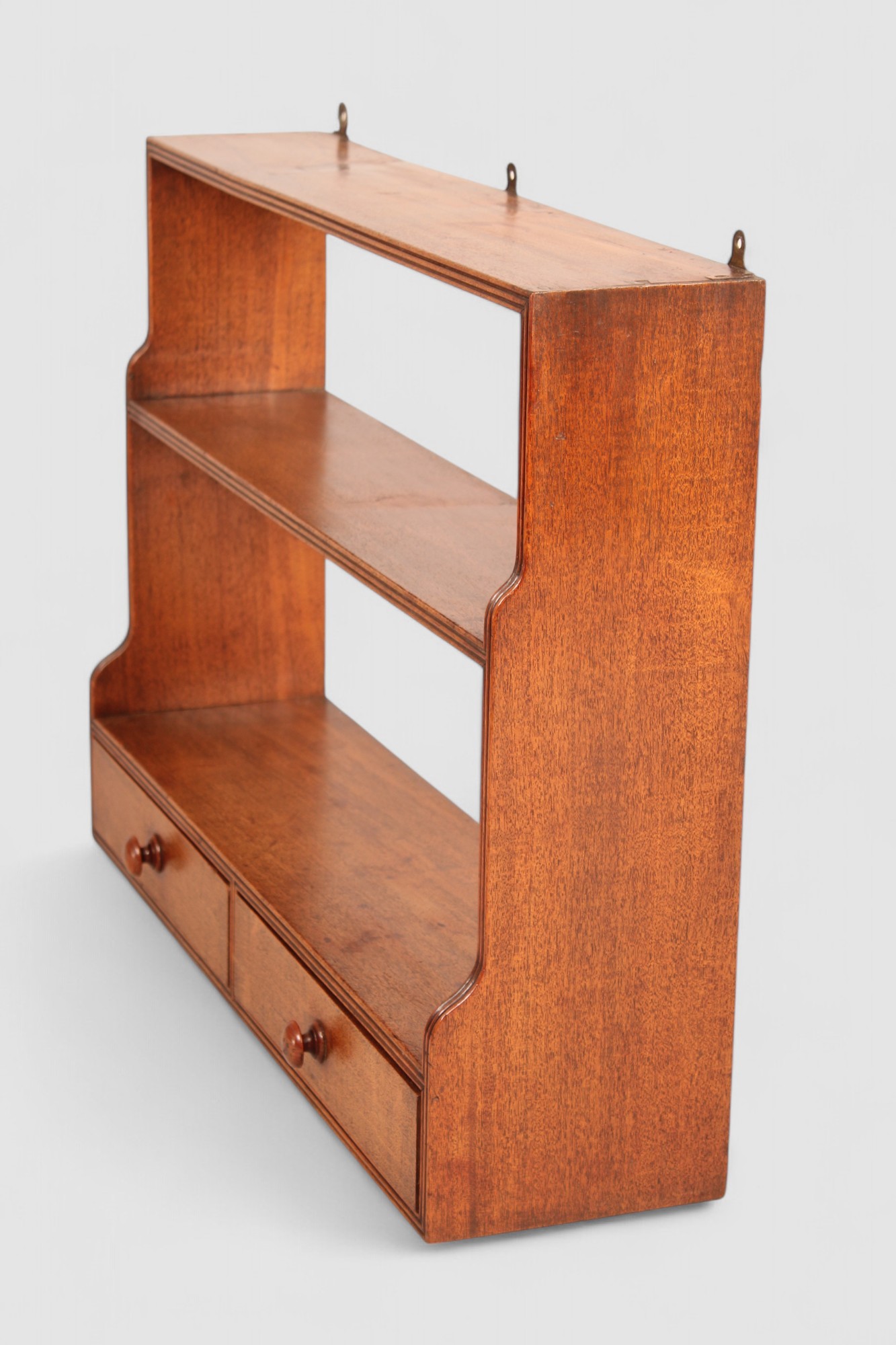 Mahogany graduated hanging wall shelves
