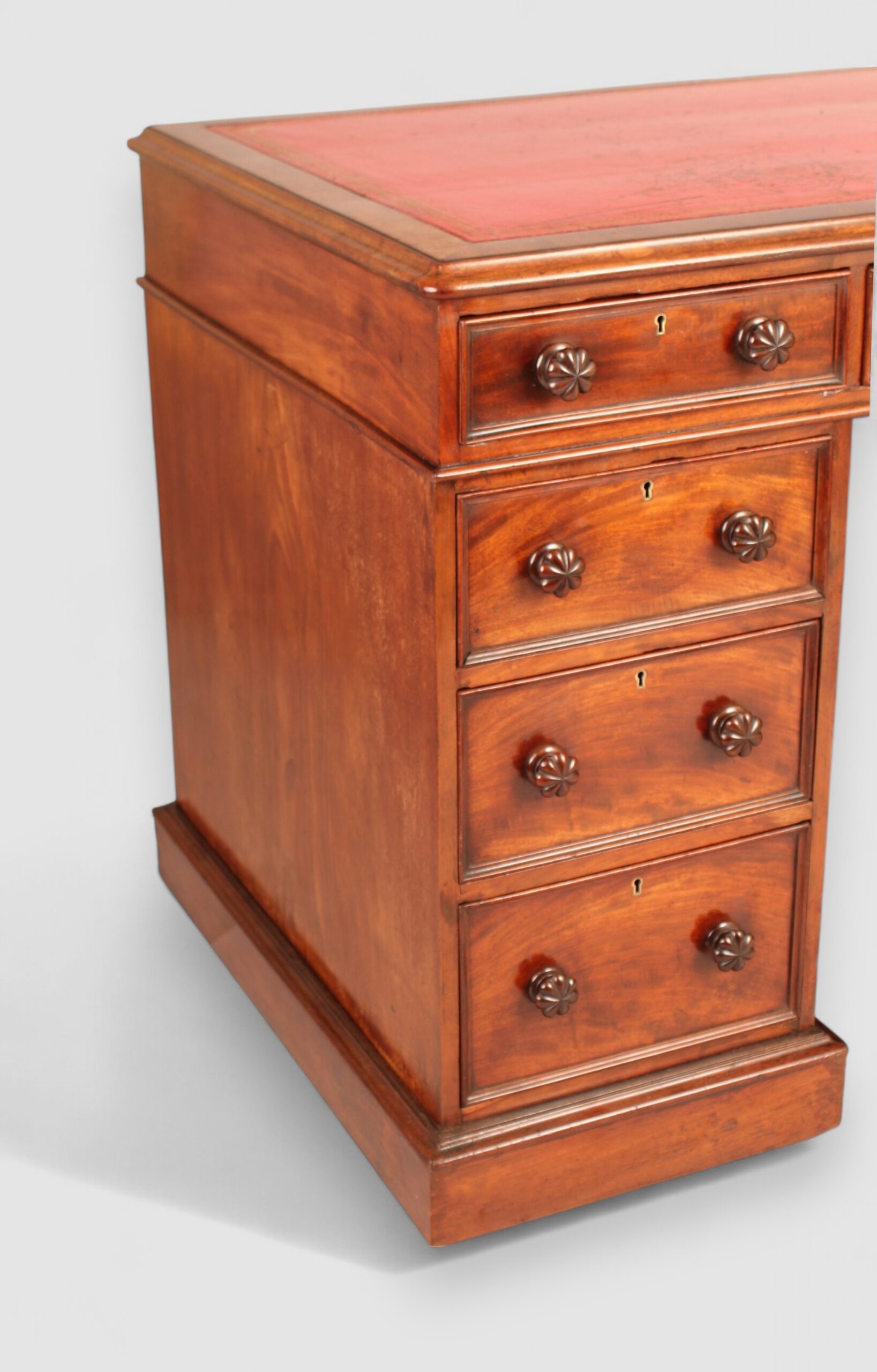 Mahogany three-part pedestal desk