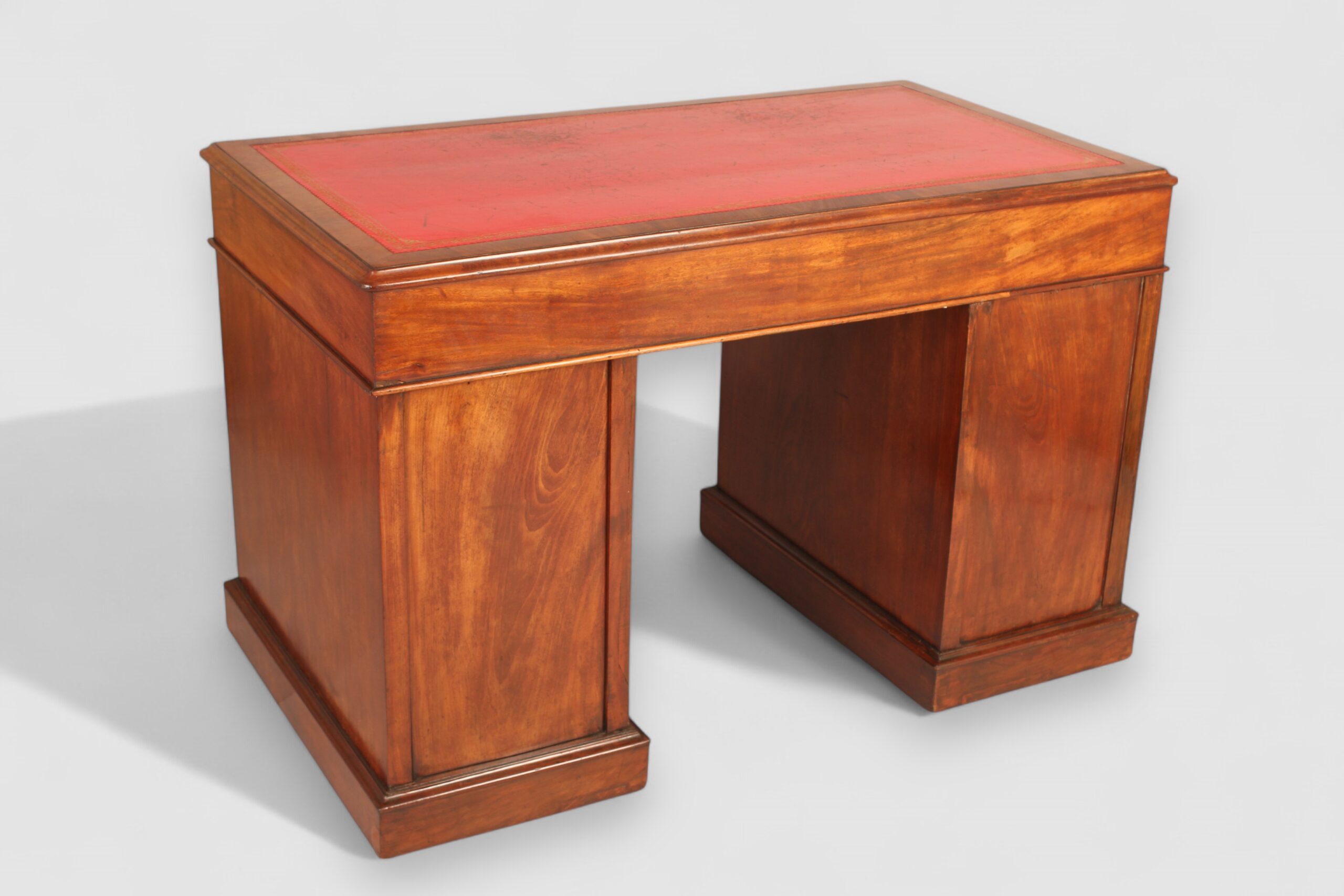 Mahogany three-part pedestal desk