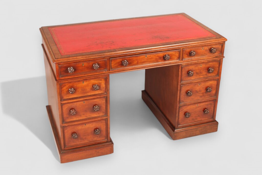 Mahogany three-part pedestal desk
