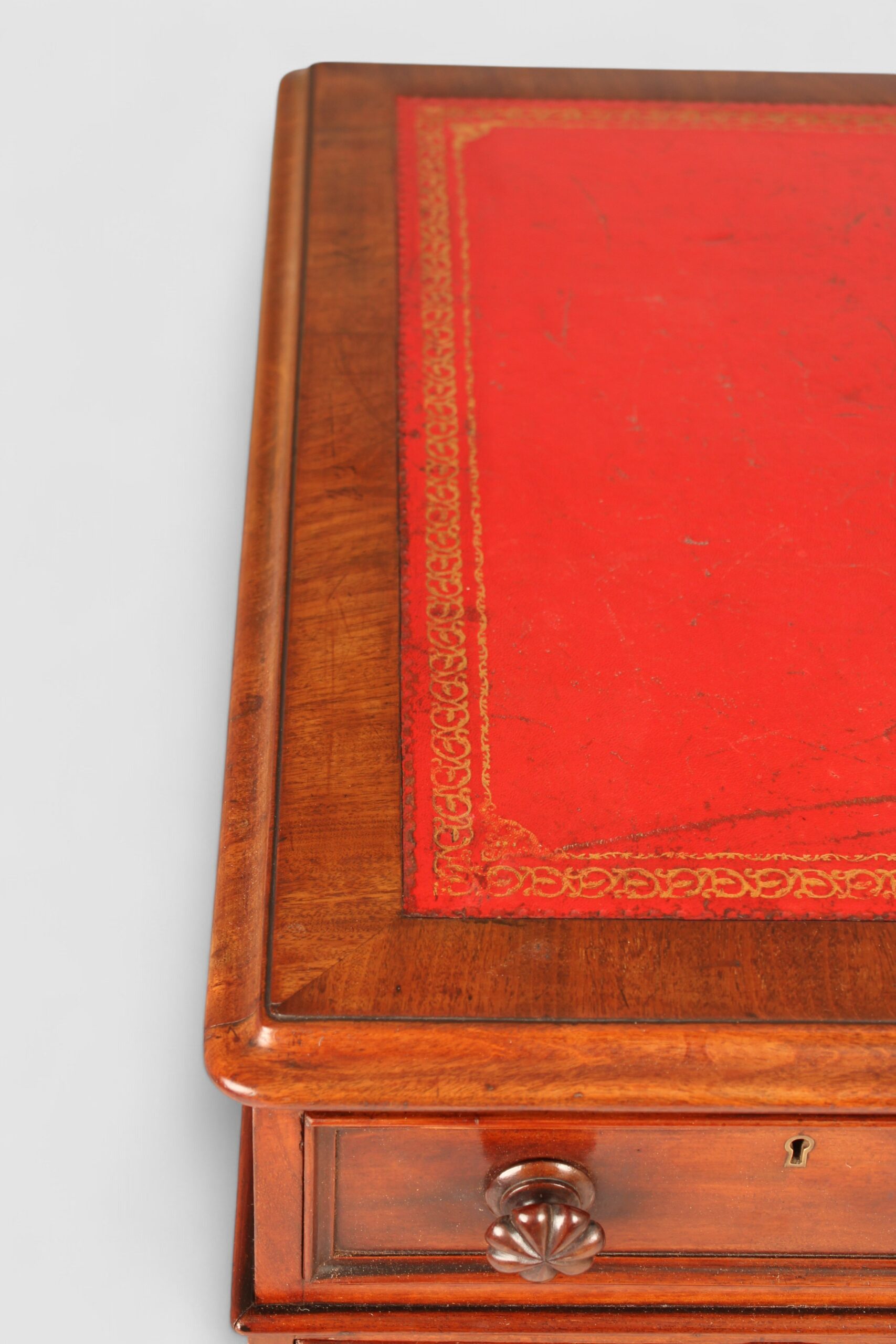 Mahogany three-part pedestal desk
