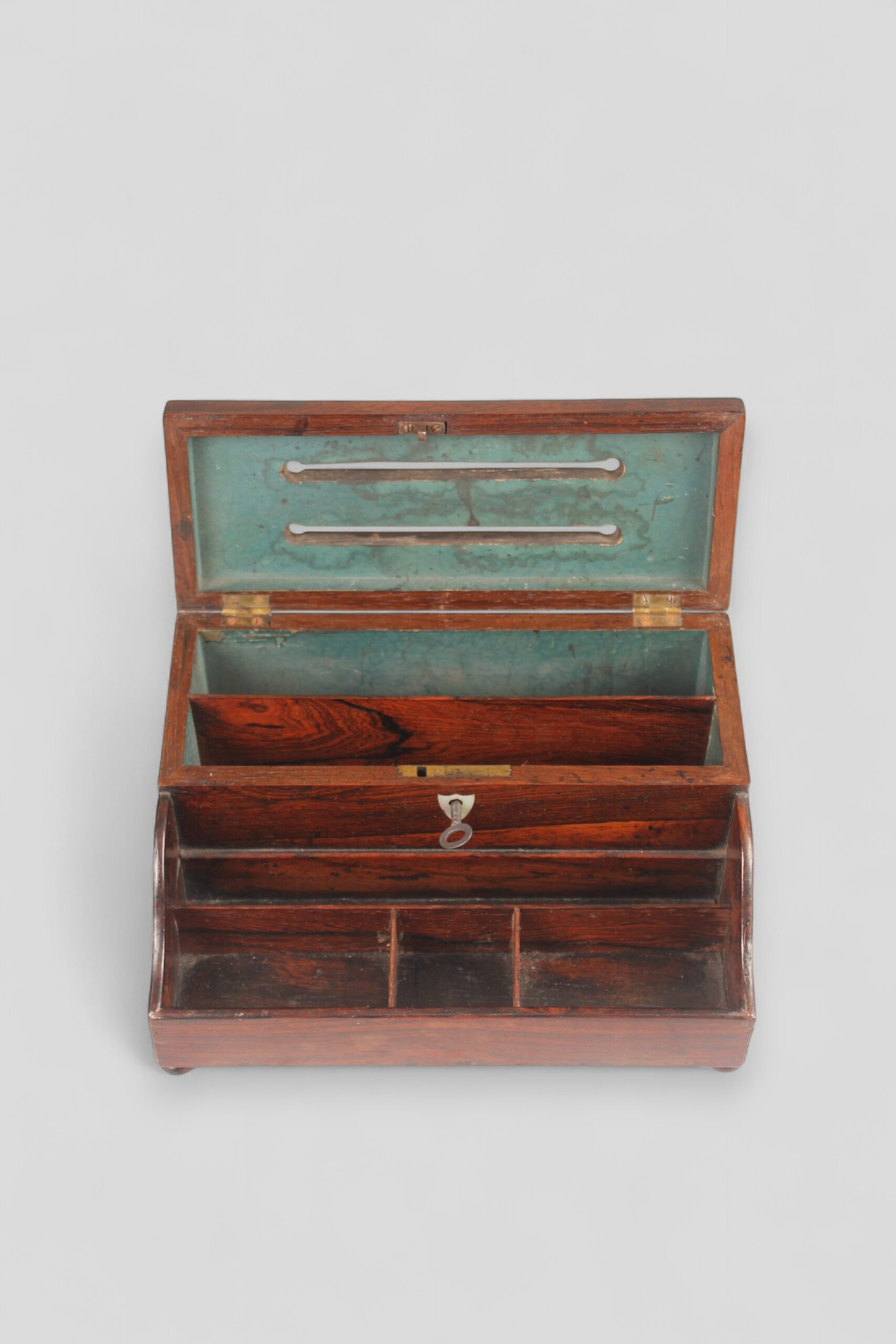 A rosewood correspondence box