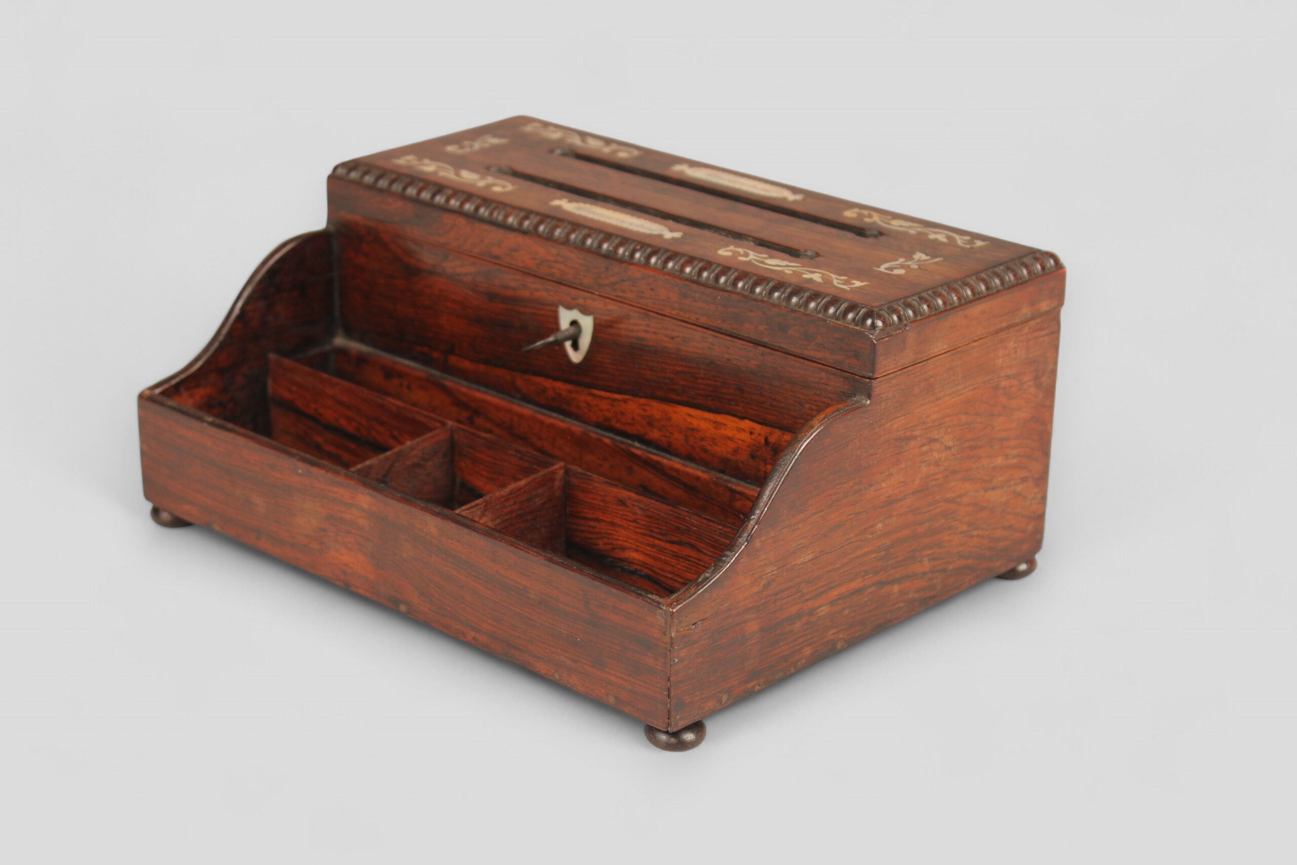 A rosewood correspondence box